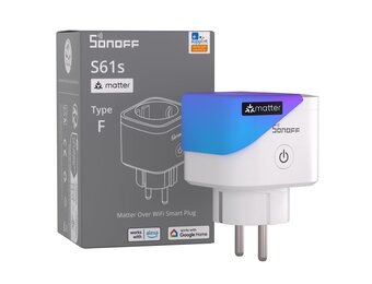 SONOFF S61s Slimme Stekker WiFi 16A/3840W – Afstandsbediening & Spraakbesturing, Energieverbruik Meten, Timer, Matter-compatibel met Alexa, Google en Apple Home