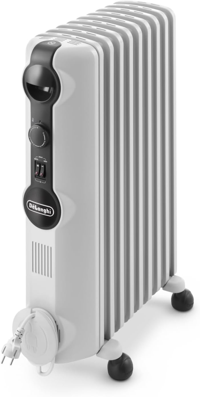 De'Longhi Radia S TRRS0920, Oliegevulde Radiator, voor Ruimtes tot 60m³, met 3 Verwarmingsniveaus, 2000W, Wit