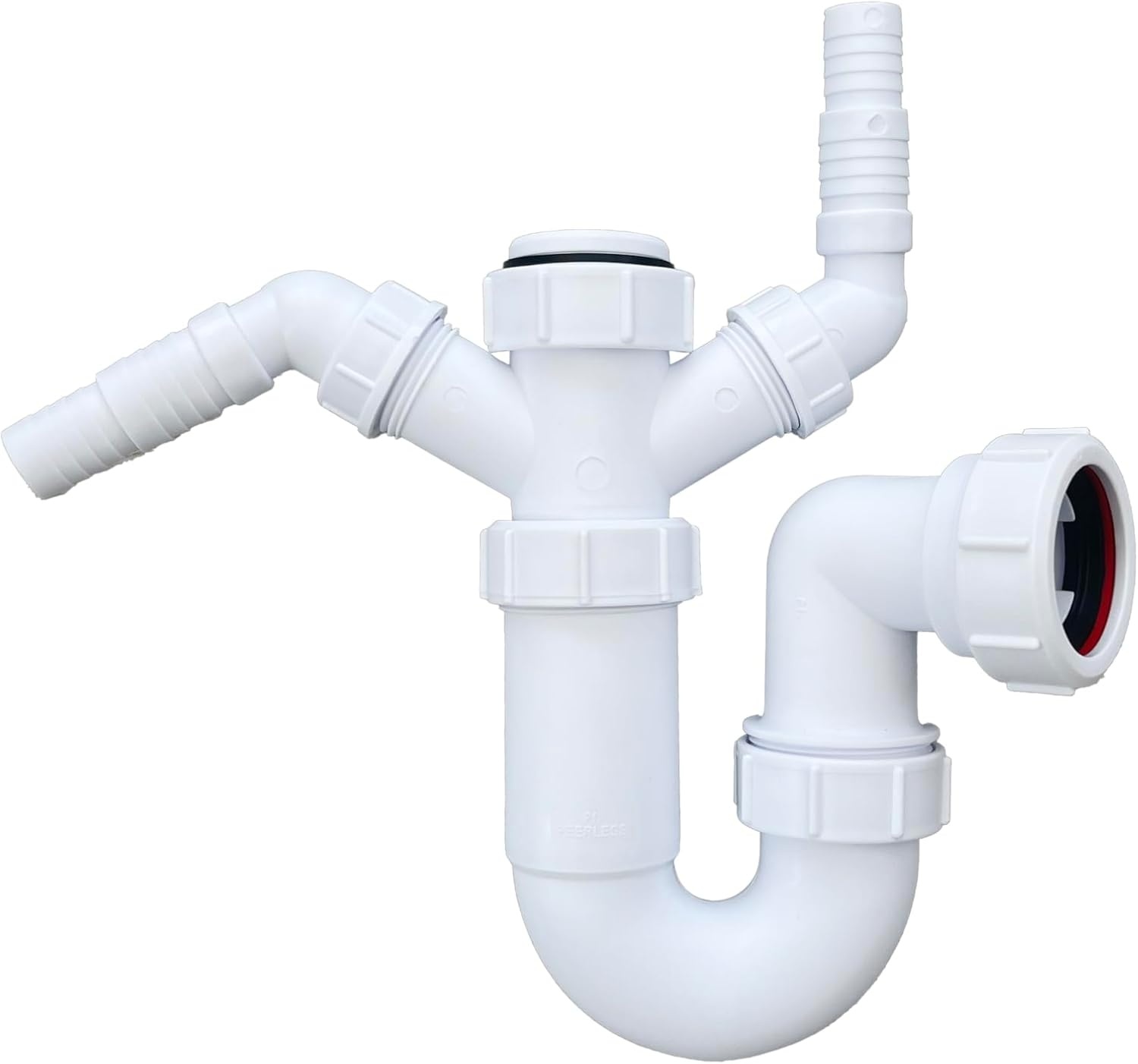 Premium gootsteen draaibare P-val met dubbele 135 graden sproeiers 40 mm (1,1/4 inch), compleet met 75 mm waterafdichting, conform BS EN 247-1:2002 standaard