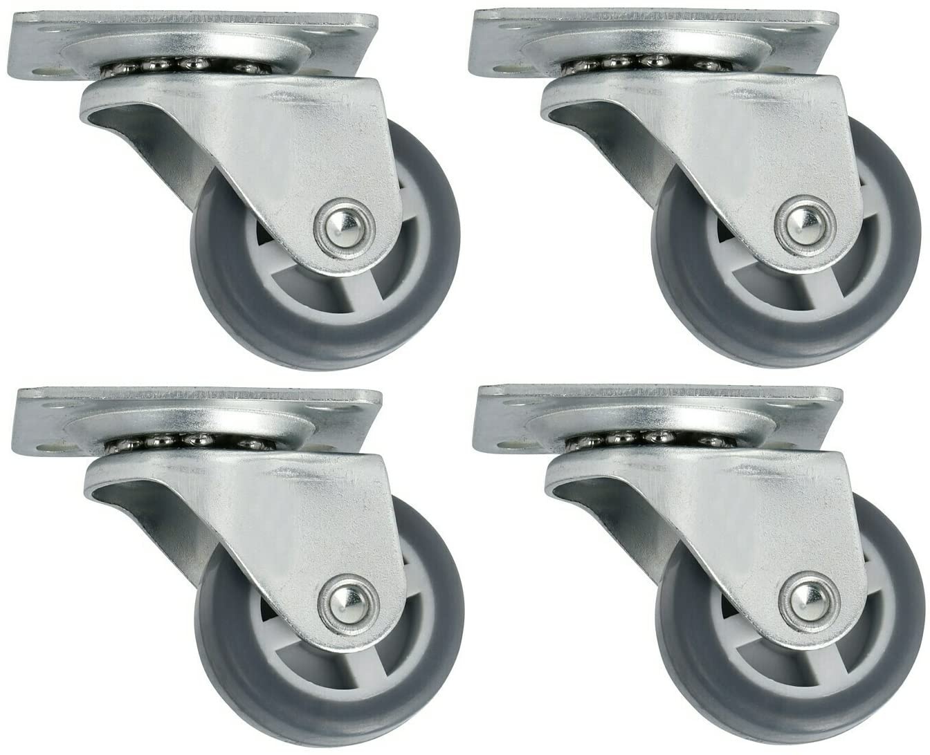 Meubelwielen Zwenkwiel Set van 4 - 30 mm Grijs Rubber 120 kg - 36% korting