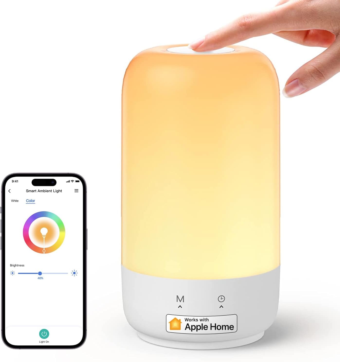 Meross Smart LED Nachtlampje Touch Dimmable werkt met Apple HomeKit, kleurverandering Wi-Fi LED nachtlampje werkt met Alexa en Google Home, RGBWW nachtlampje met timer voor de woonkamer
