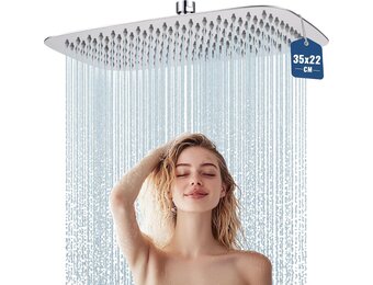 Regendouche 14 inch (40x25 cm) roestvrij staal, Chrom, maat S - 23% korting