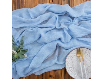 AOKSUNOVA Muslin Tafelrunner – Lichtblauw – 300 x 80 cm – Cheesecloth Tafelloper