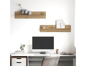 vidaXL Wandplank 2 st Artisan Eiken 80 x 11,5 x 18 cm Bewerkt hout