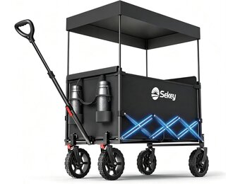 Opvouwbare Bolderwagen 150L 150 kg Zwart met Zonnedak en Remmen - 24% korting