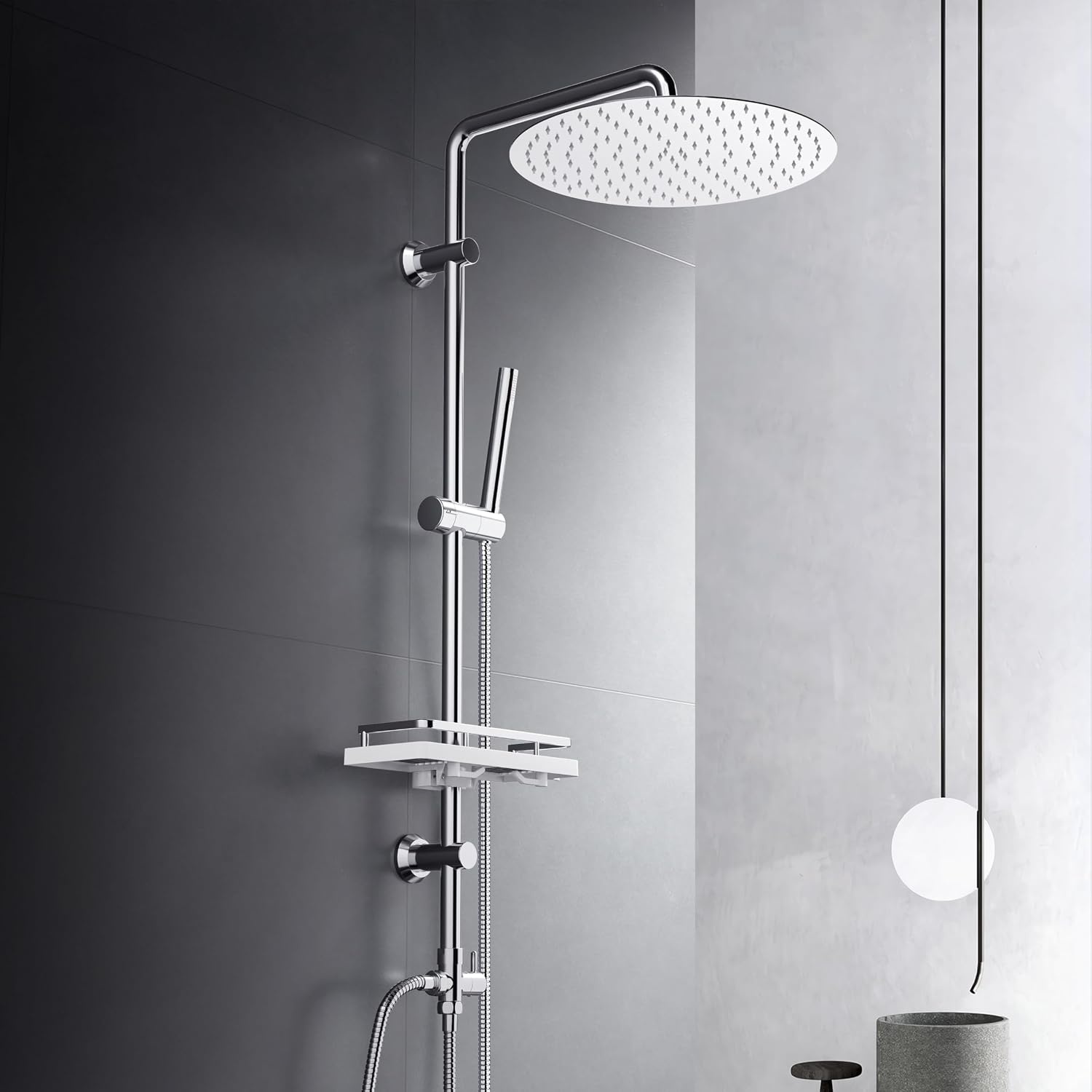 Douchesysteem Regendouche 30 cm RVS met Legplank Chroom - 24% korting
