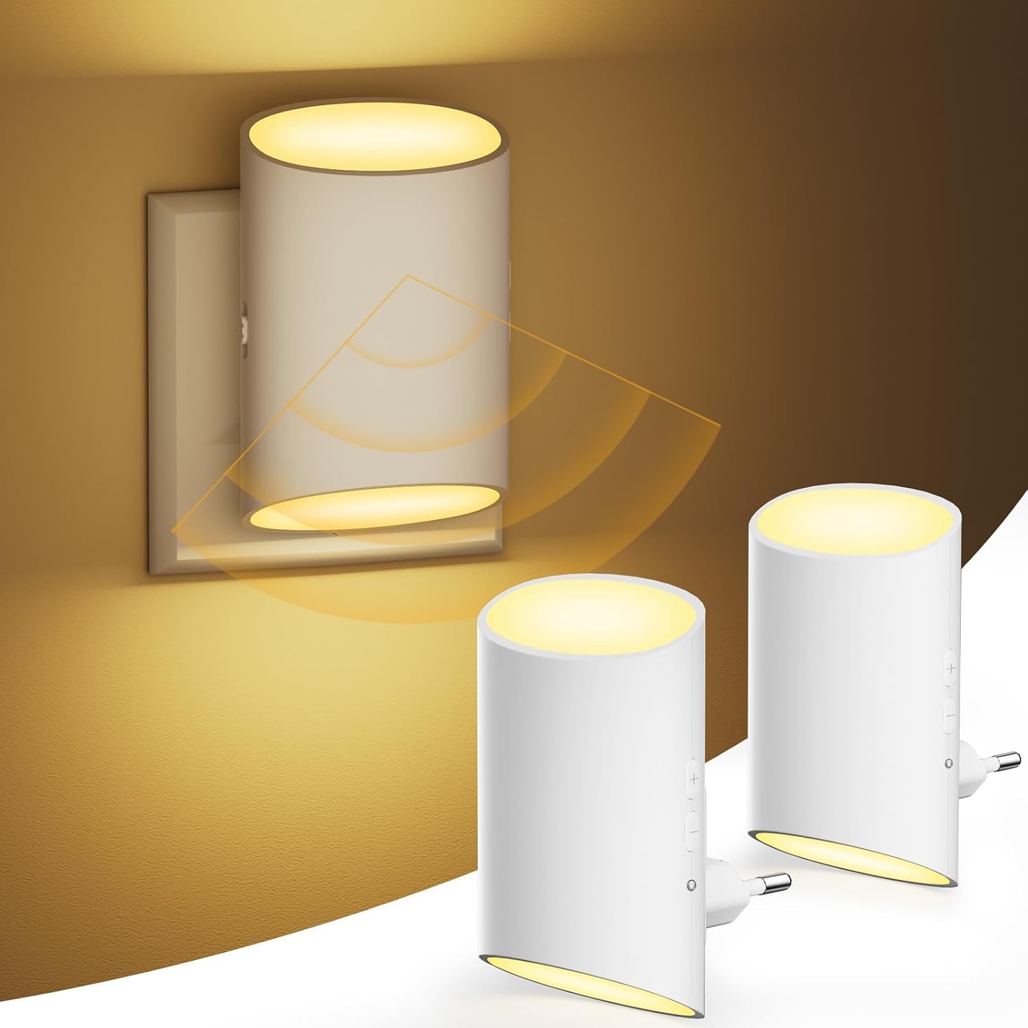 Suright Nachtlampje met Bewegingssensor en Lichtsensor - 2 Stuks - Warm Wit - 7 Lichtstanden