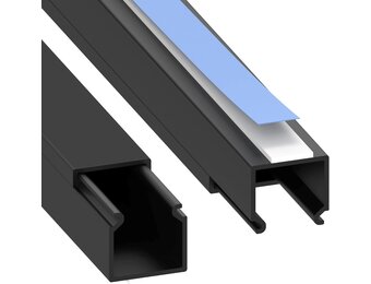Habengut | Mini kabelgoot zwart 15x15 mm - Platte, zelfklevende TV-kabelgoot voor wand & meubel, zonder boren, 2X 1 m - Verberg kabels