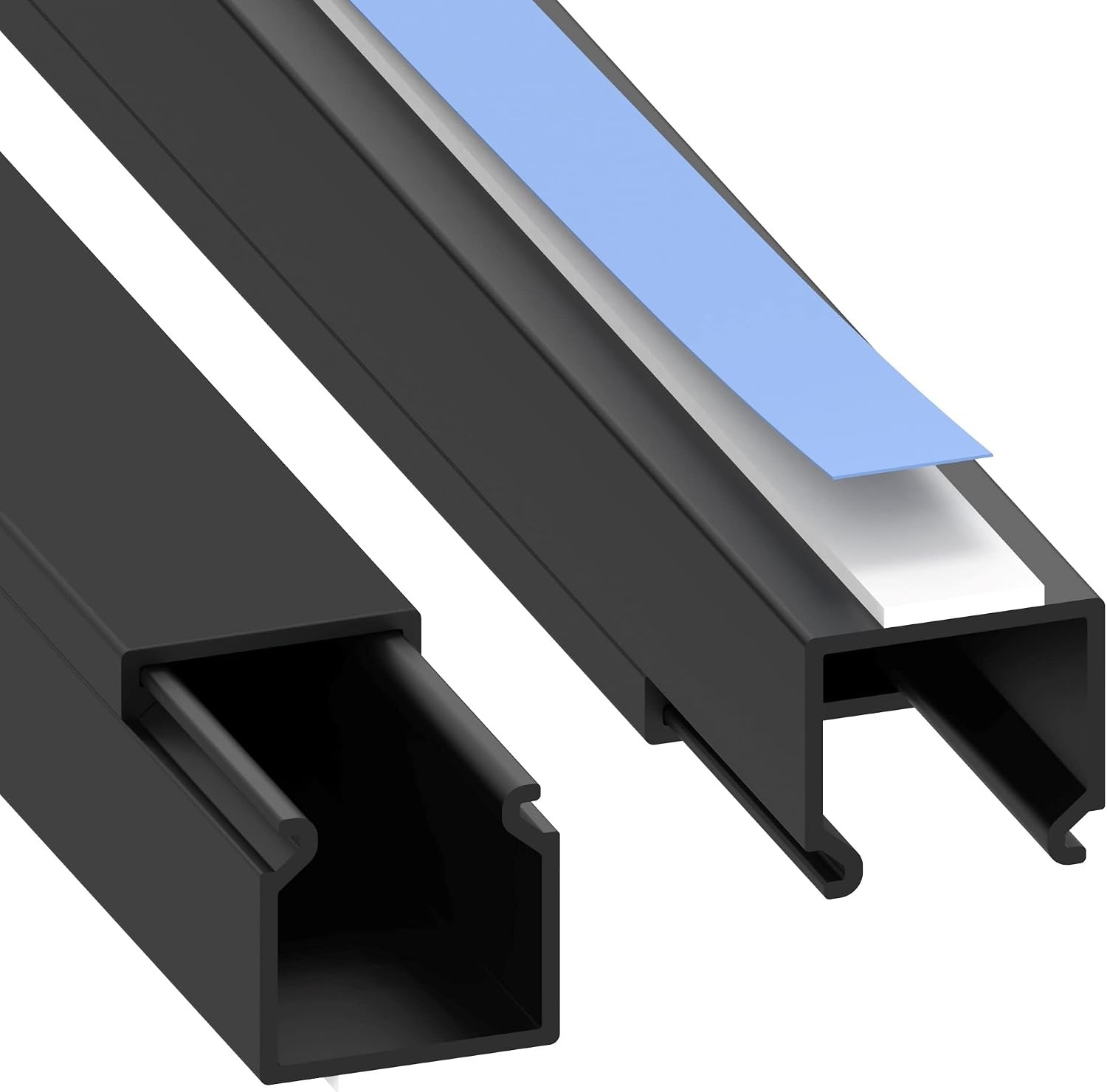 Habengut | Mini kabelgoot zwart 15x15 mm - Platte, zelfklevende TV-kabelgoot voor wand & meubel, zonder boren, 2X 1 m - Verberg kabels