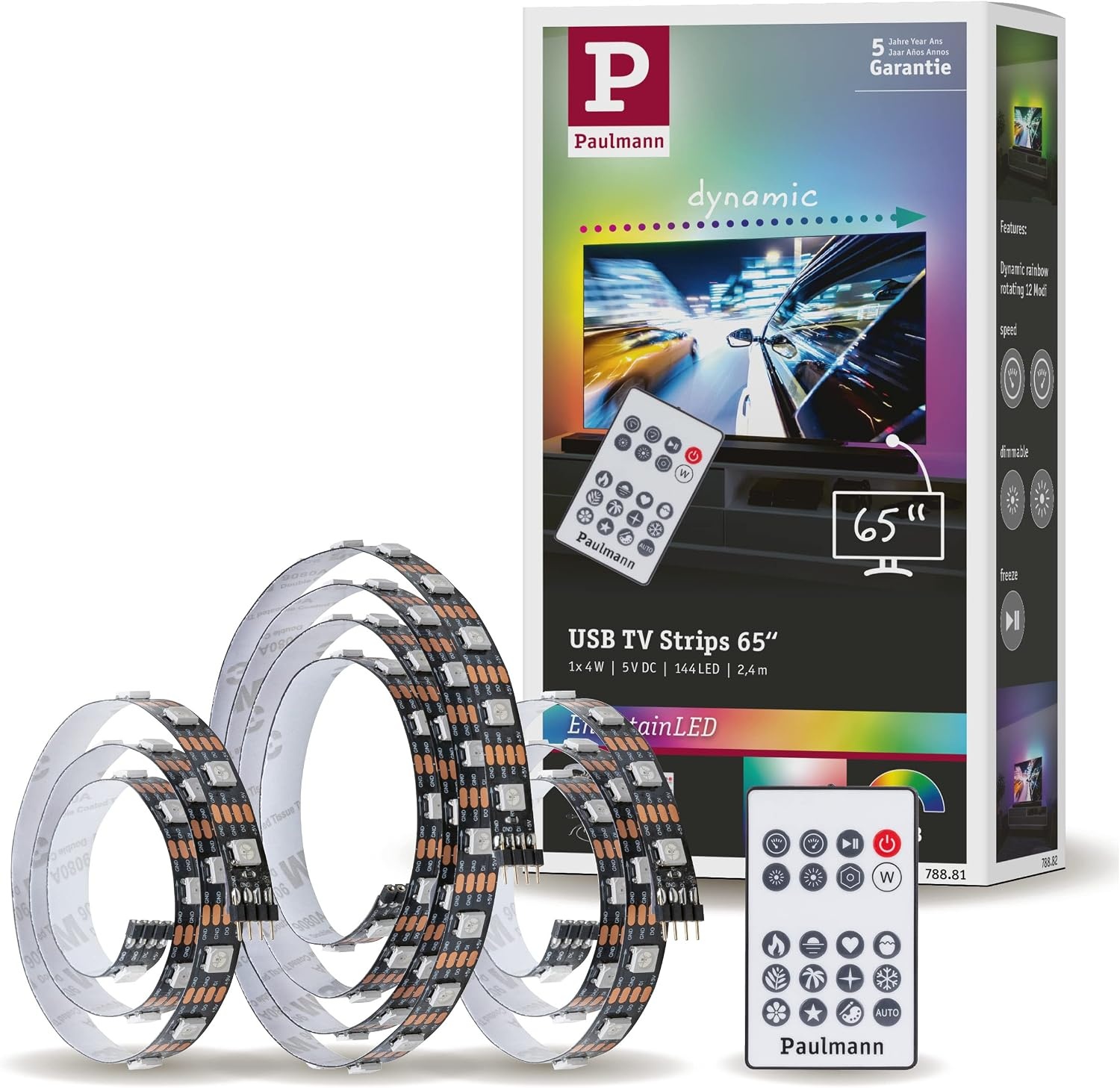 Paulmann EntertainLED USB-tv-strip voor 65 inch tv - RGB multicolor - 2,4 meter