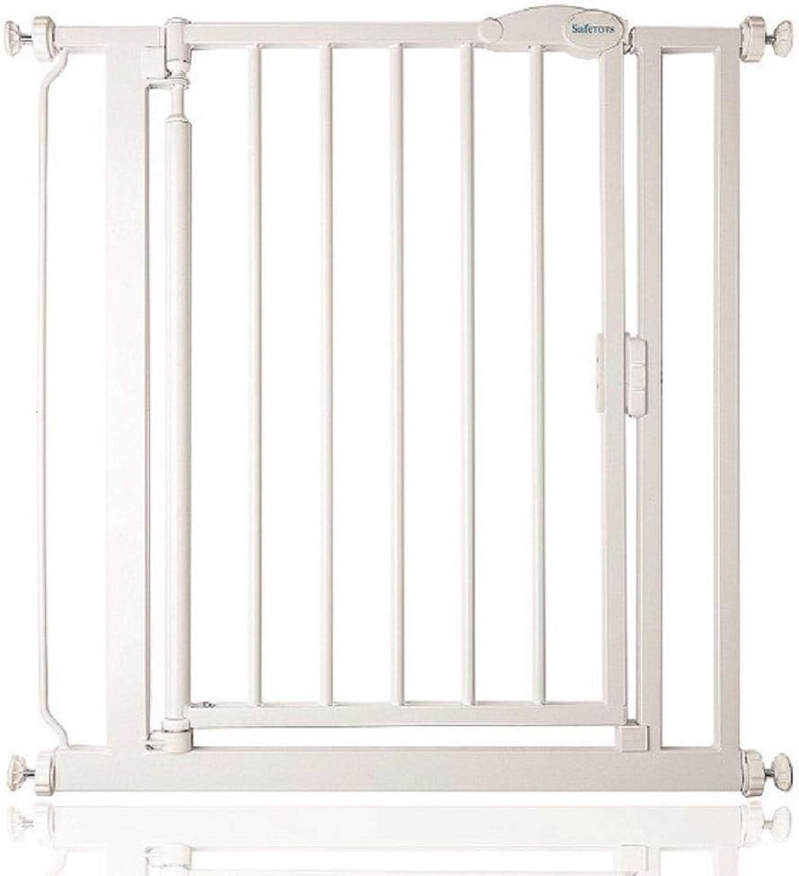 Safetots Self Closing Klemhek, Zelfsluitend, Traphekje Zonder Boren, Klembevestging, 68.5 cm - 75 cm, Wit, Veiligheidshekje voor trap en deur, Kinderhek Eenvoudig Geïnstalleerd