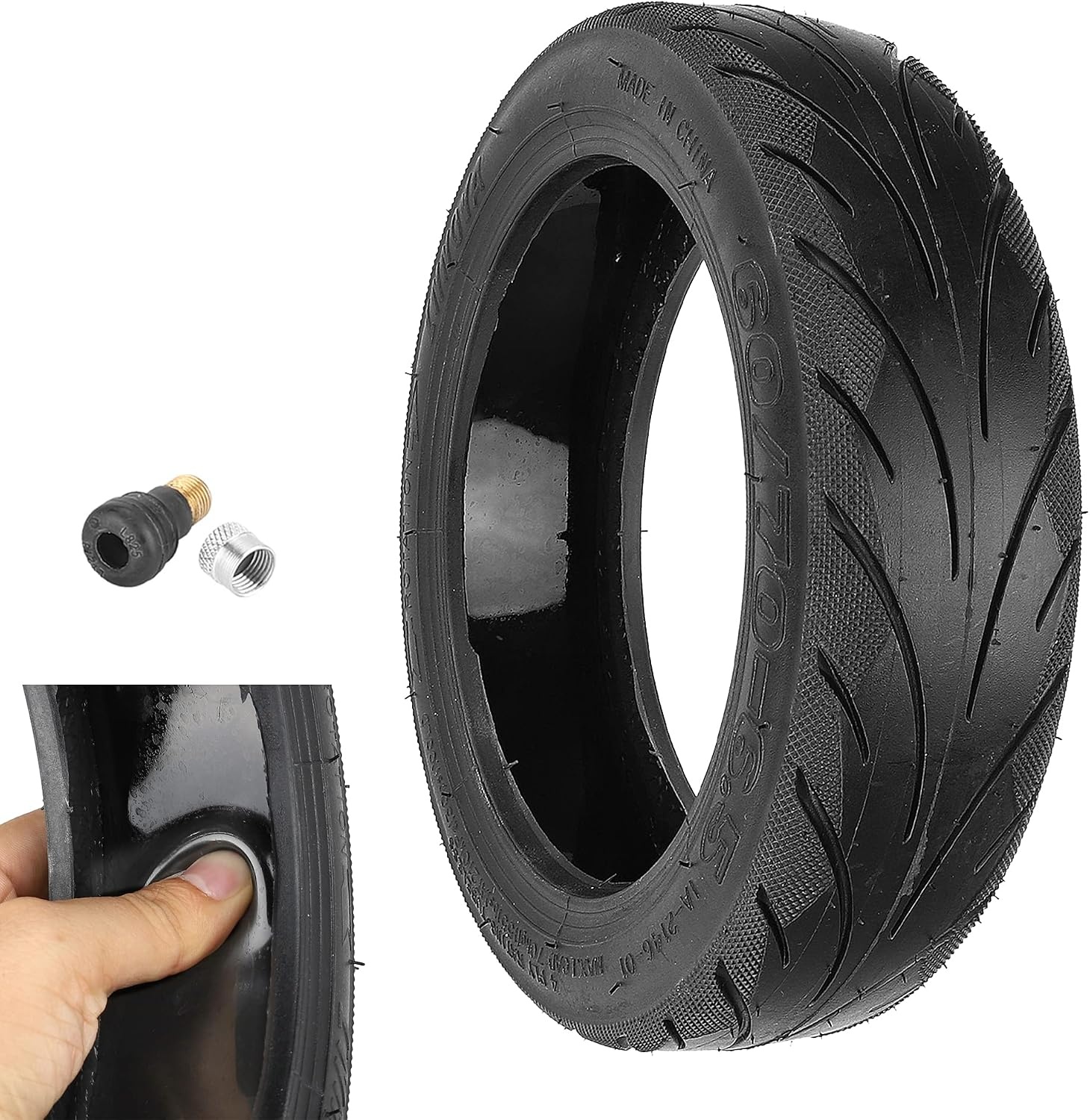 Tubeless banden met ventiel voor Segway Ninebot Max G30 voor/achter, scooter, 10 inch, zeer elastische reservebanden met live-lijm, reparatiebaar, lekvrij, 1 stuk