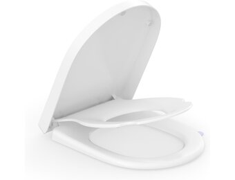 D-vorm Toiletbril met Geïntegreerde Kinderbril en Soft-close - Wit - 46,4 x 35,9 cm