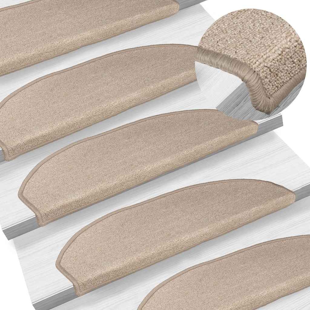 vidaXL Trapmatten 15 st 65x24x4 cm Taupe Halfrond Groot