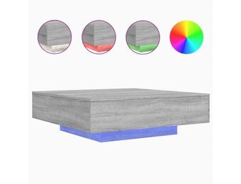 vidaXL Salontafel met LED-verlichting 100x100x31 cm grijs sonoma eiken