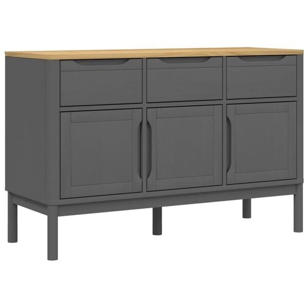 vidaXL Dressoir FLORO 114x43x74 cm massief grenenhout grijs