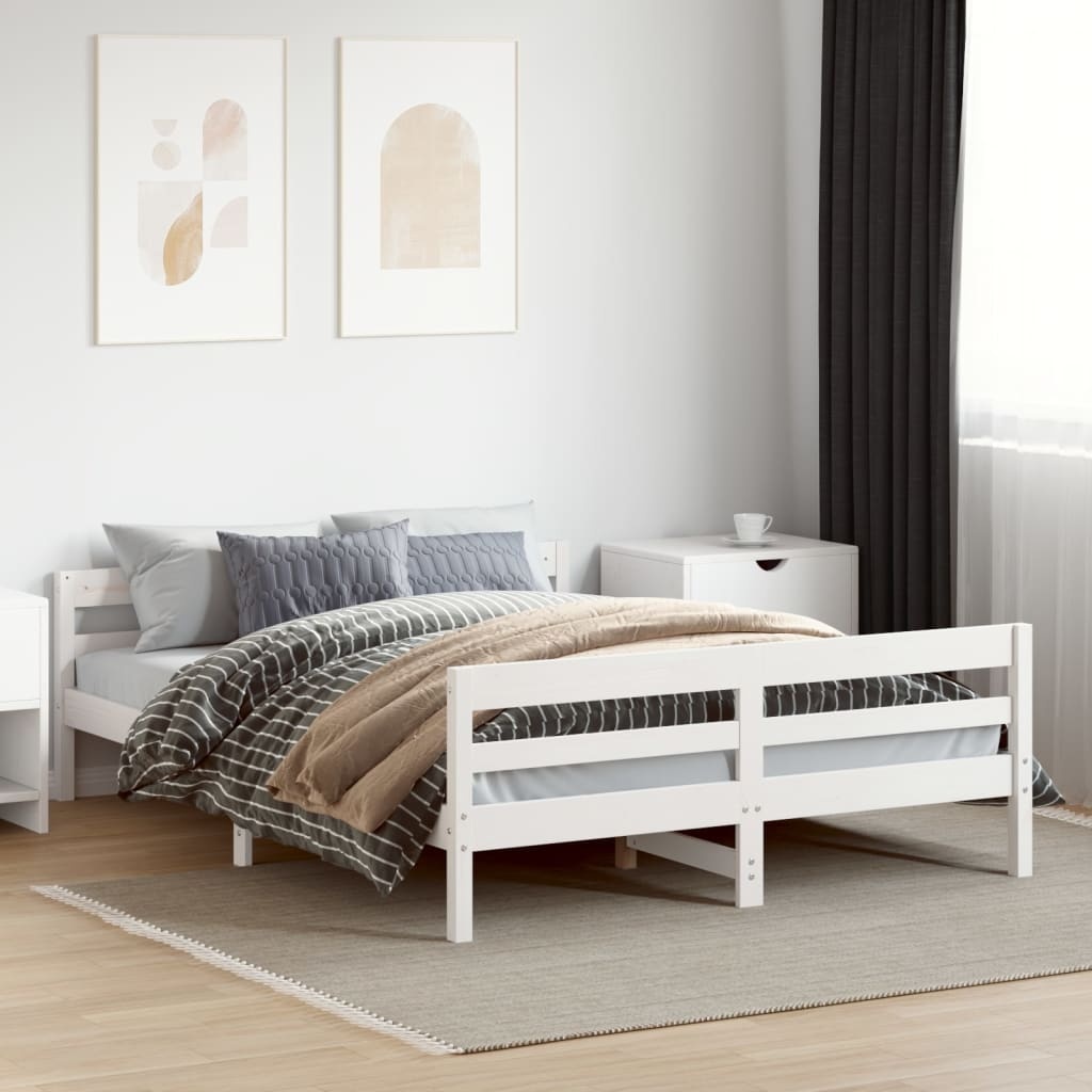 vidaXL Bedframe zonder matras massief grenenhout wit 140x200 cm