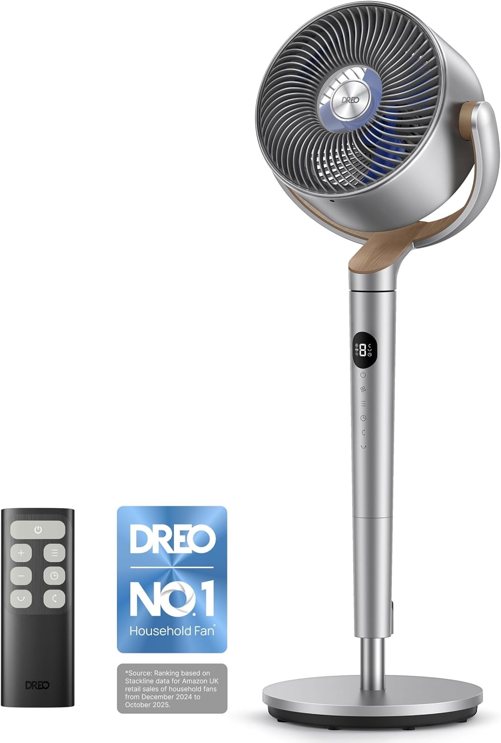 DREO Stille Staande Ventilator 40 Inch Zilver - Fluisterstille Luchtcirculatie