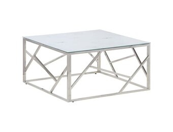 vidaXL Salontafel roestvrijstaal en gehard glas zilverkleurig