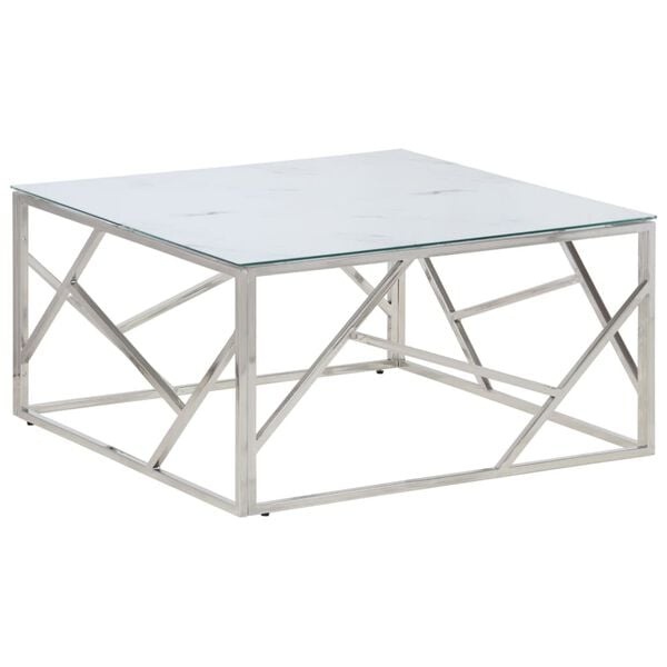 vidaXL Salontafel roestvrijstaal en gehard glas zilverkleurig