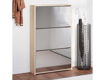 Schoenenkast drielaags met spiegel 63x17x102,5 cm eiken - 24% korting