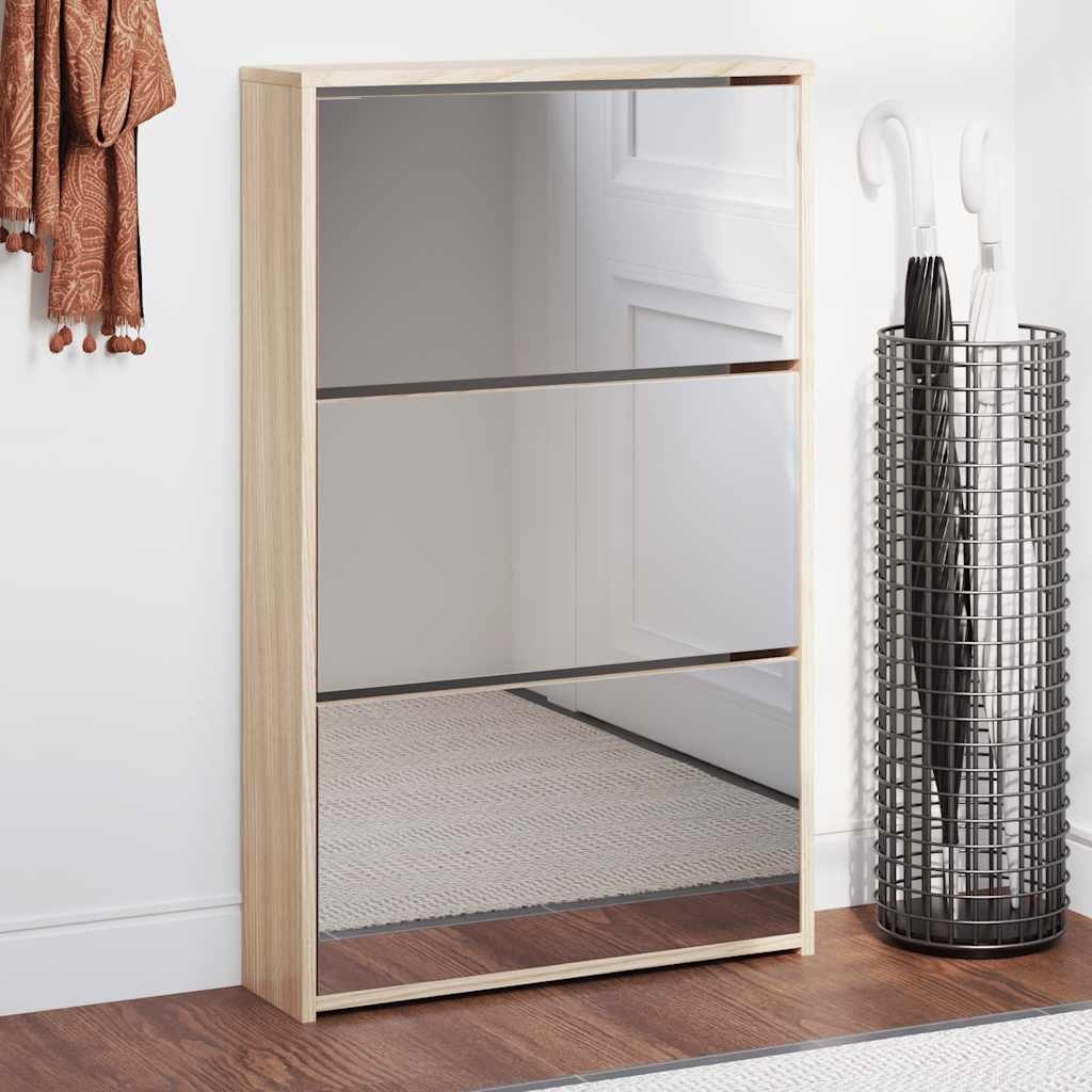 Schoenenkast drielaags met spiegel 63x17x102,5 cm eiken - 24% korting