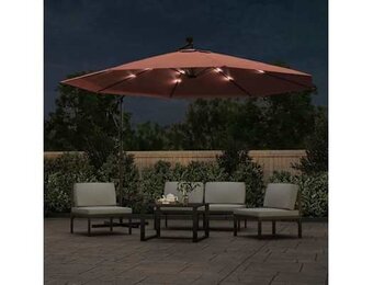 vidaXL Zweefparasol met LED-verlichting 350 cm terracottakleurig