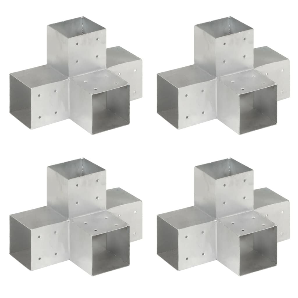 vidaXL Paalverbindingen 4 st X-vorm 101x101 mm gegalvaniseerd metaal