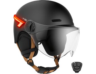 CASR Glow Slimme Fietshelm met LED-verlichting en knipperlichten - Zwart, Maat L