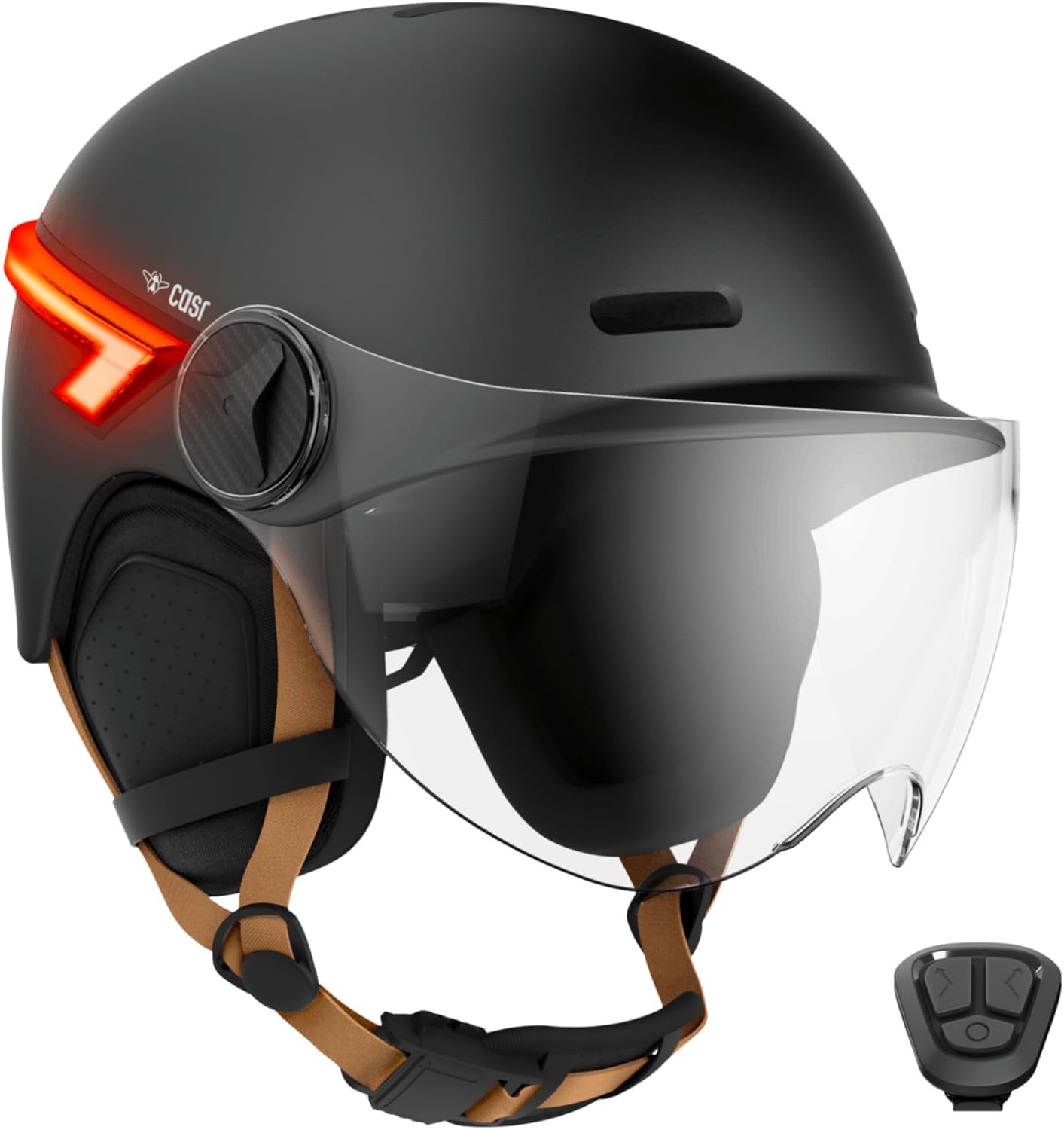 CASR Glow Slimme Fietshelm met LED-verlichting en knipperlichten - Zwart, Maat L