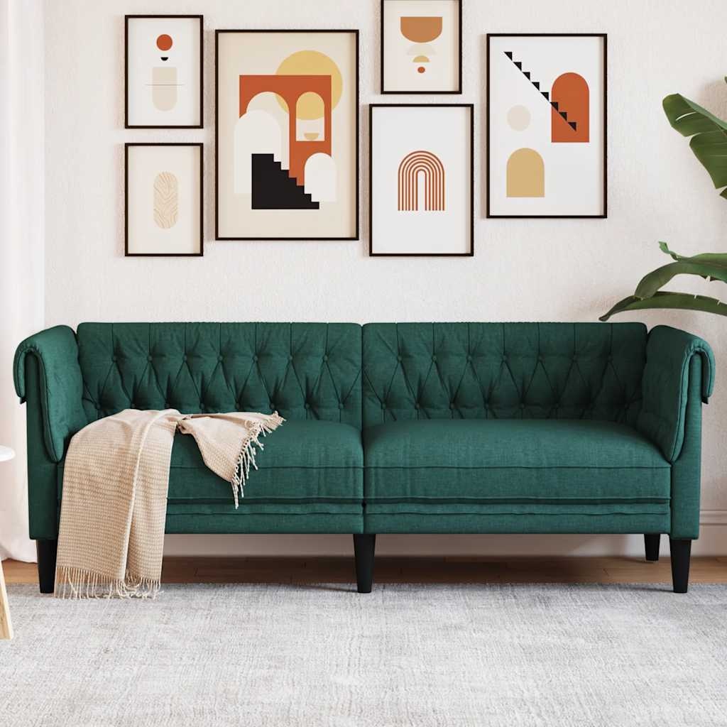 Driezitsbank Chesterfield-stijl donkergroen stof (vidaXL) - 25% korting