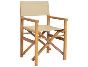vidaXL Directeursstoel Bruin en beige Massief Teakhout