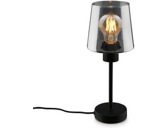BRILONER - Nachtlampje, rookglas, bureaulamp met kabelschakelaar, tafellamp E27 voor thuiskantoor, leeslamp, zwart