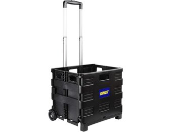 Kinzo Opvouwbare Transporttrolley - Boodschappenkist met Wielen - Zwart - 38 x 36 x 33 cm