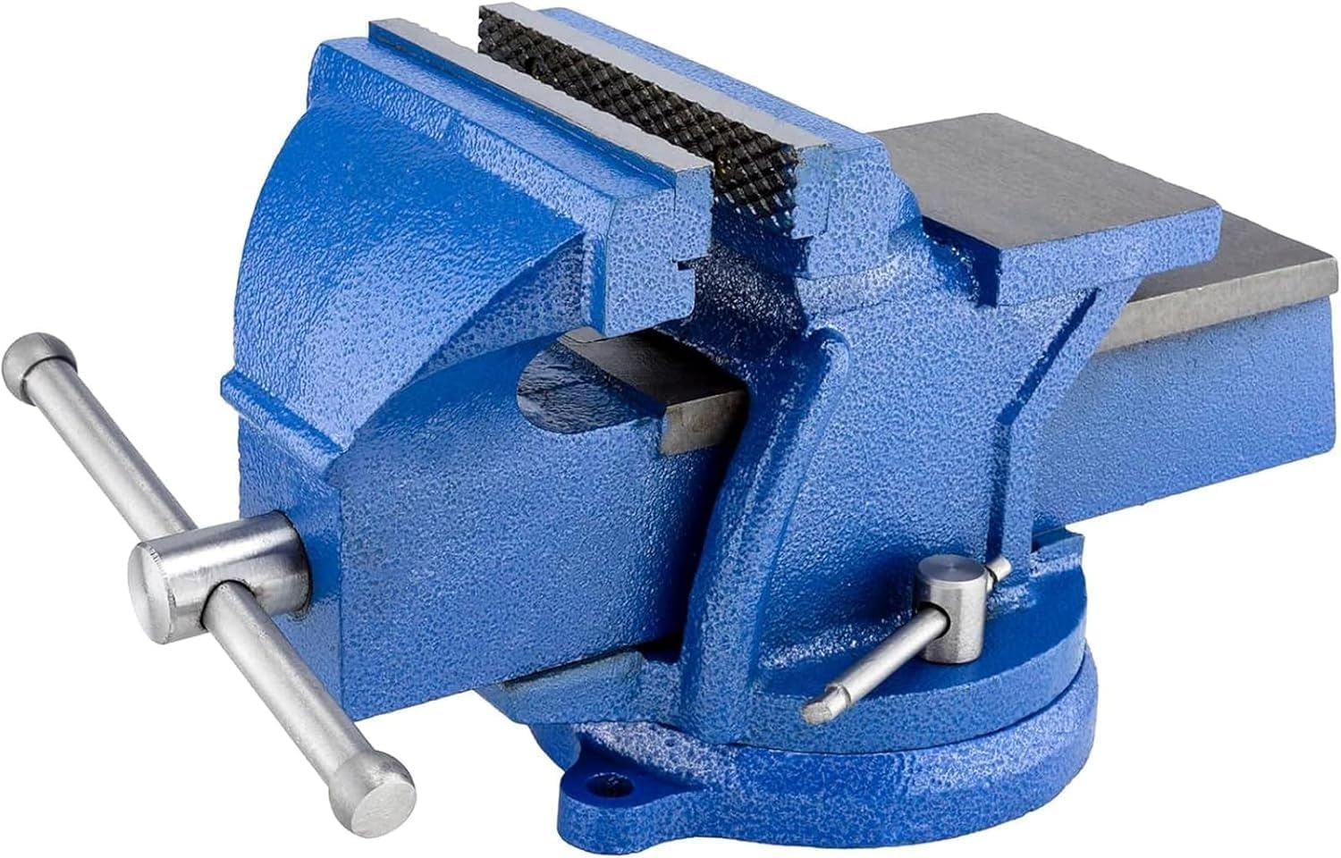 HYCHIKA Bankschroef 125 mm Blauw - 360° Draaibare Werkplaatsklem voor Metaal- en Houtbewerking