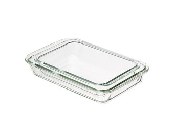 Amazon Basics Ovenschalen Set - 2 Stuks - 1,5L en 3L - Transparant Glas