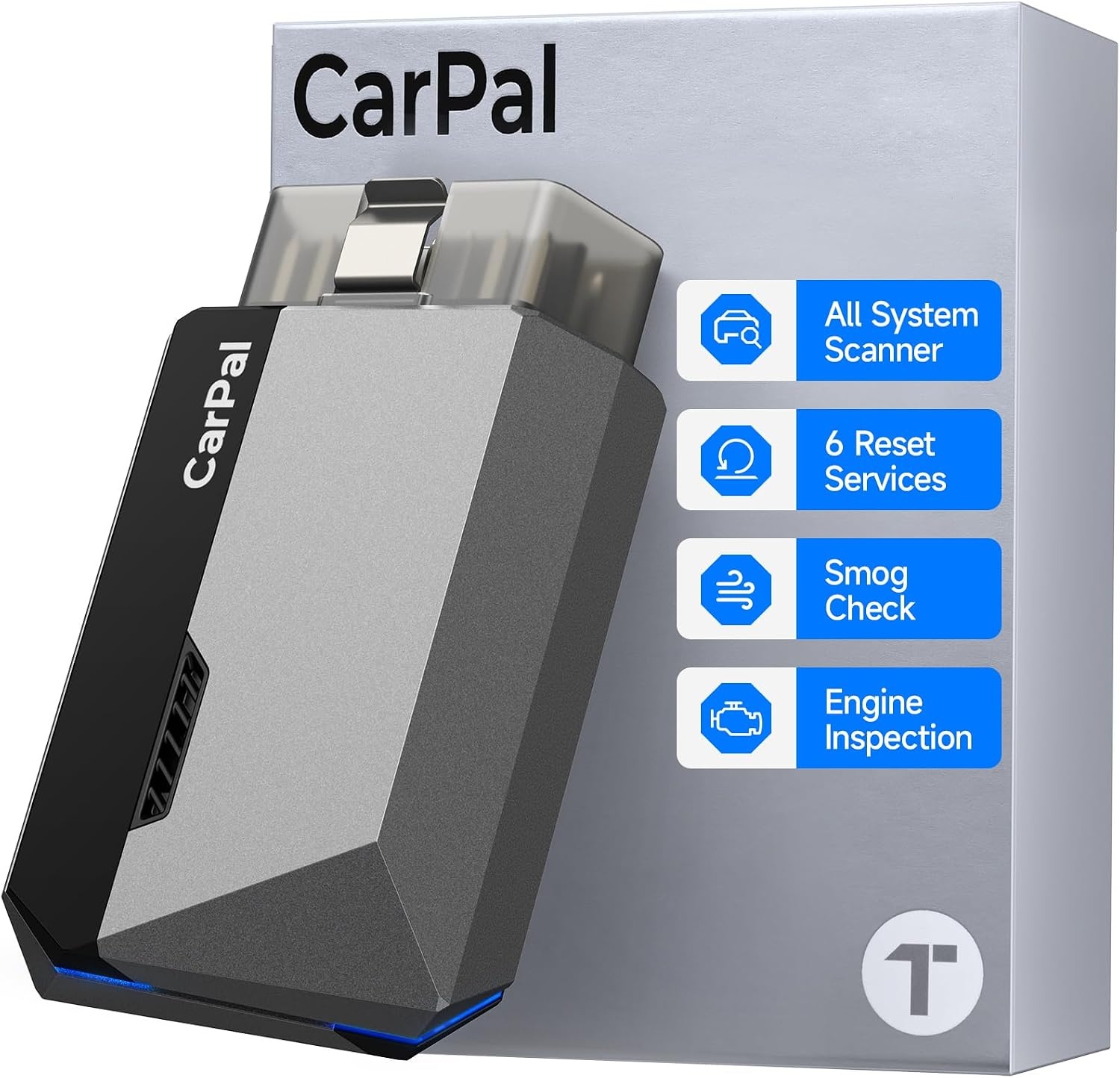 TOPDON CarPal-A OBD2 Code Reader Bluetooth, Alle Systeem OBD2 Scanner voor iOS & Android, Voertuig Health Check, 6 Onderhoudsdiensten, Smog Check, Reparatie Gids, 1 Jaar Gratis Update