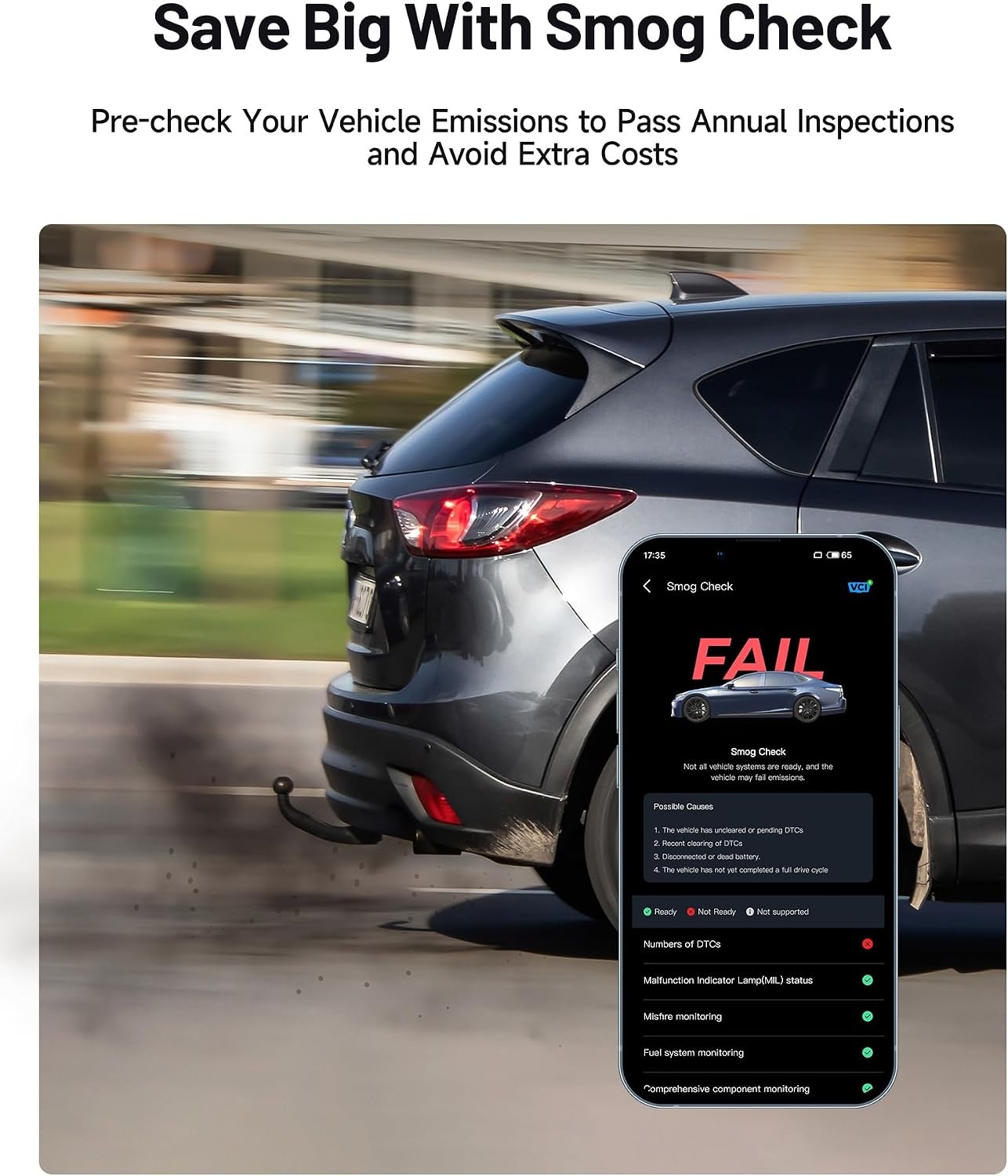 TOPDON CarPal-A OBD2 Code Reader Bluetooth, Alle Systeem OBD2 Scanner voor iOS & Android, Voertuig Health Check, 6 Onderhoudsdiensten, Smog Check, Reparatie Gids, 1 Jaar Gratis Update
