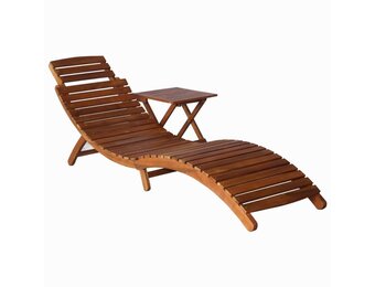 vidaXL Ligbed met tafel massief acaciahout bruin