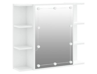 vidaXL Spiegelkast met LED-verlichting 70x16,5x60 cm hoogglans wit