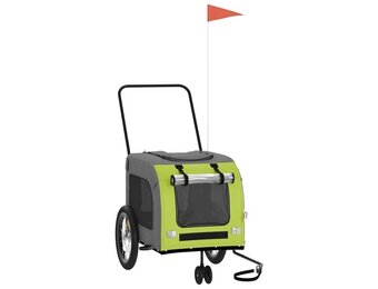 vidaXL Hondenfietstrailer oxford stof en ijzer groen en grijs