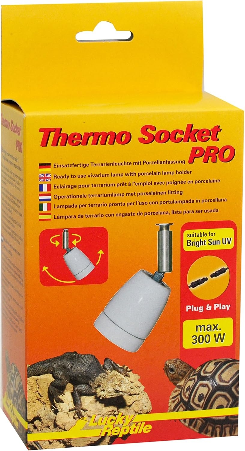 Lucky Reptile HTSP-5 Thermo Socket Pro, porseleinen fitting met scharnier, gemonteerde terrariumlamp, 1 stuk (1 stuk) - Maat 1 Stück (1er Pack)