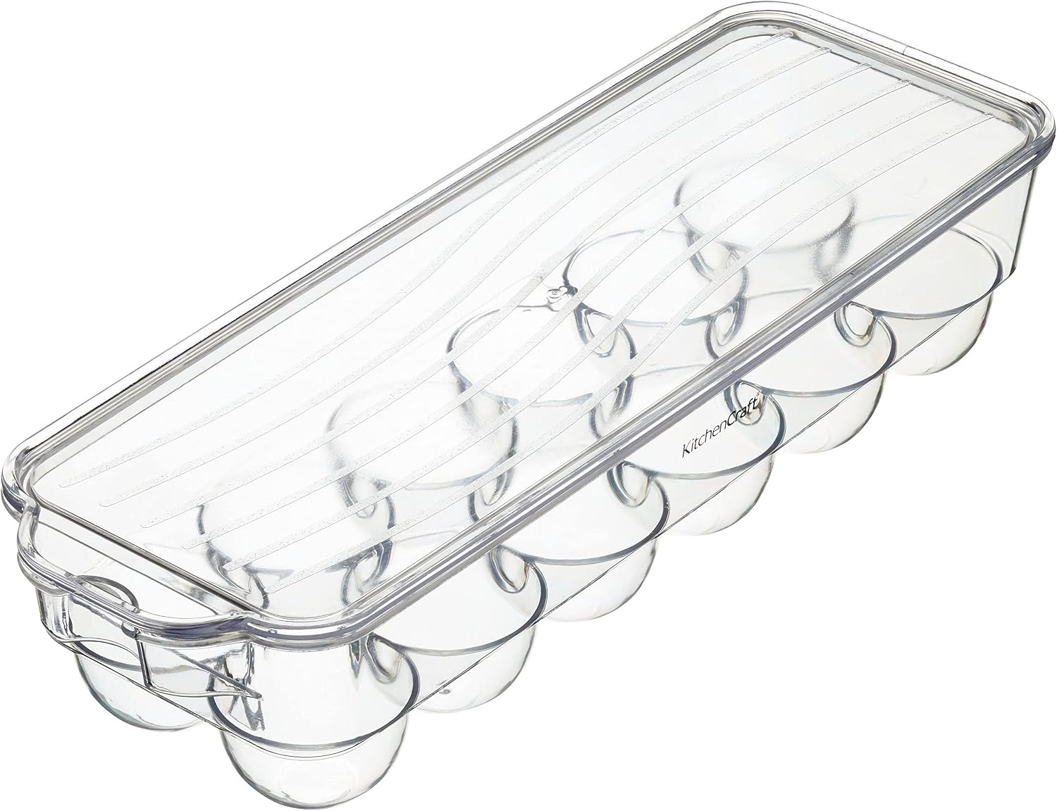 KC Blue Eierhouder voor Koelkast met Deksel, 32,5 x 11,5 centimeter (13" x 4.5") - Doorzichtig Plastic