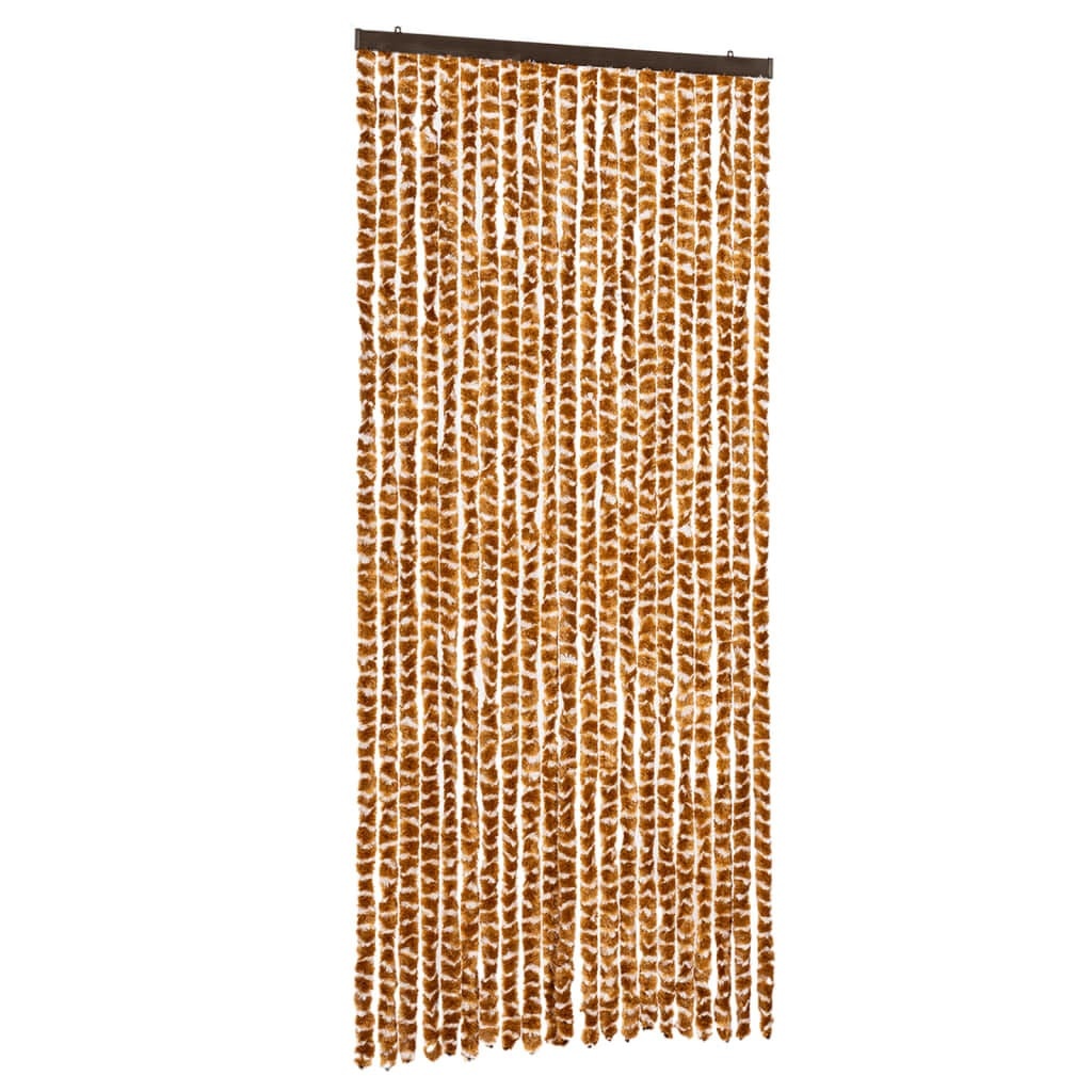 vidaXL Vliegengordijn 90x220 cm chenille oker en wit