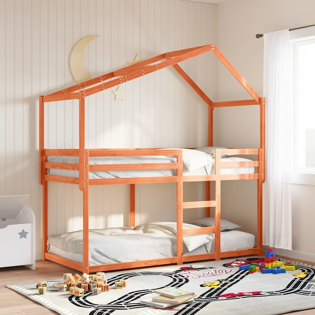 vidaXL Kinderbedhuisje 213x95,5x144,5 cm massief grenenhout wasbruin