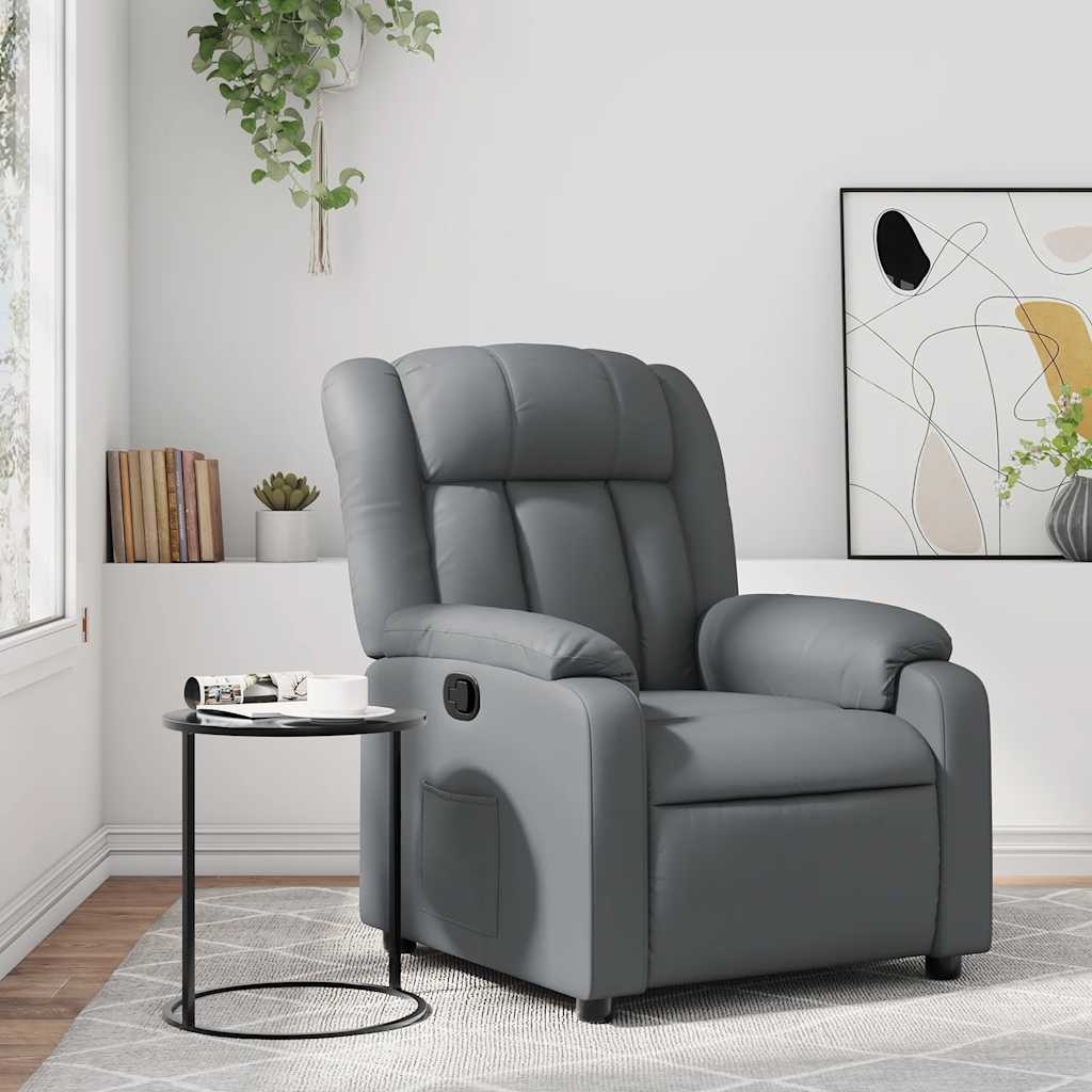 vidaXL Fauteuil verstelbaar kunstleer grijs