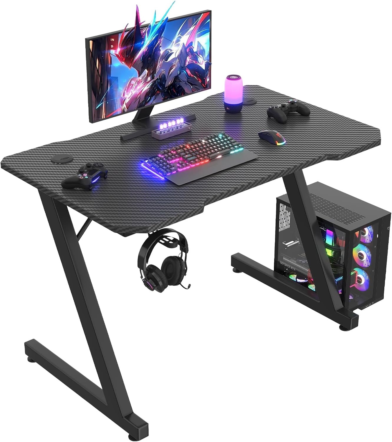 JUMMICO Gaming Bureau - 80 x 52 cm - Z-vormig frame - Zwart
