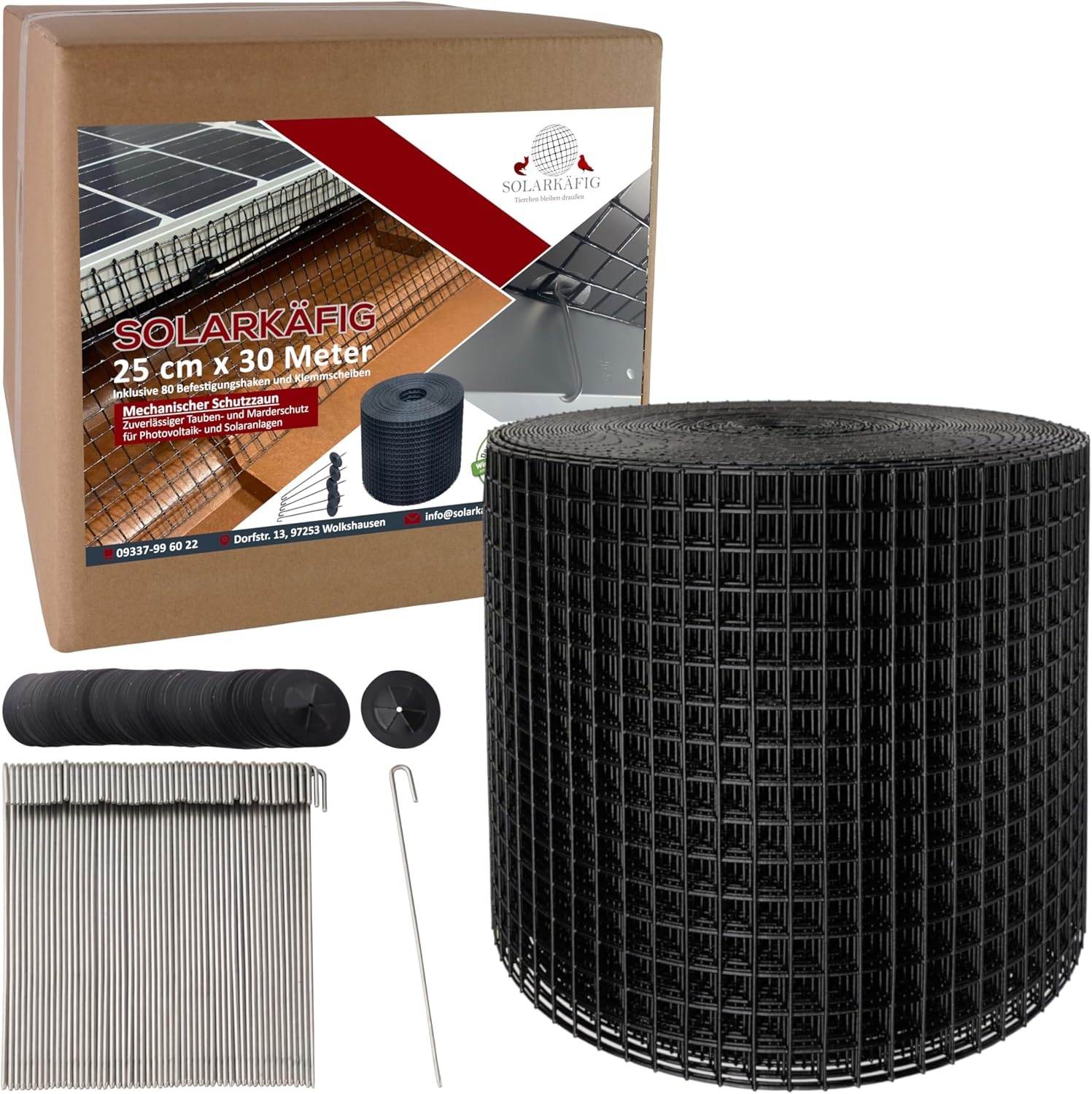 Solar Paneel Vogelwering Set 25 cm x 30 meter - Zwart - Bescherming tegen vogels en marters