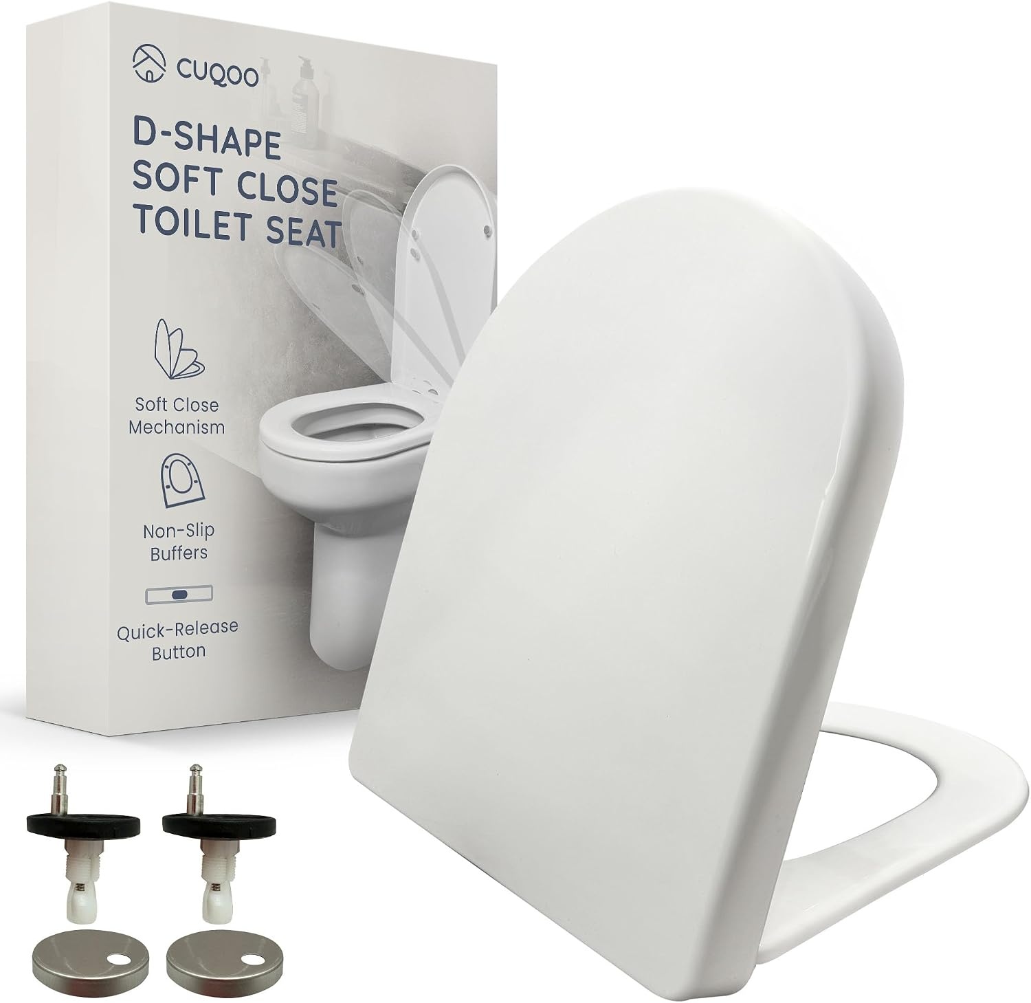 CUQOO Toiletbril Soft-Close D-Vorm - Wit - 44 x 37 cm