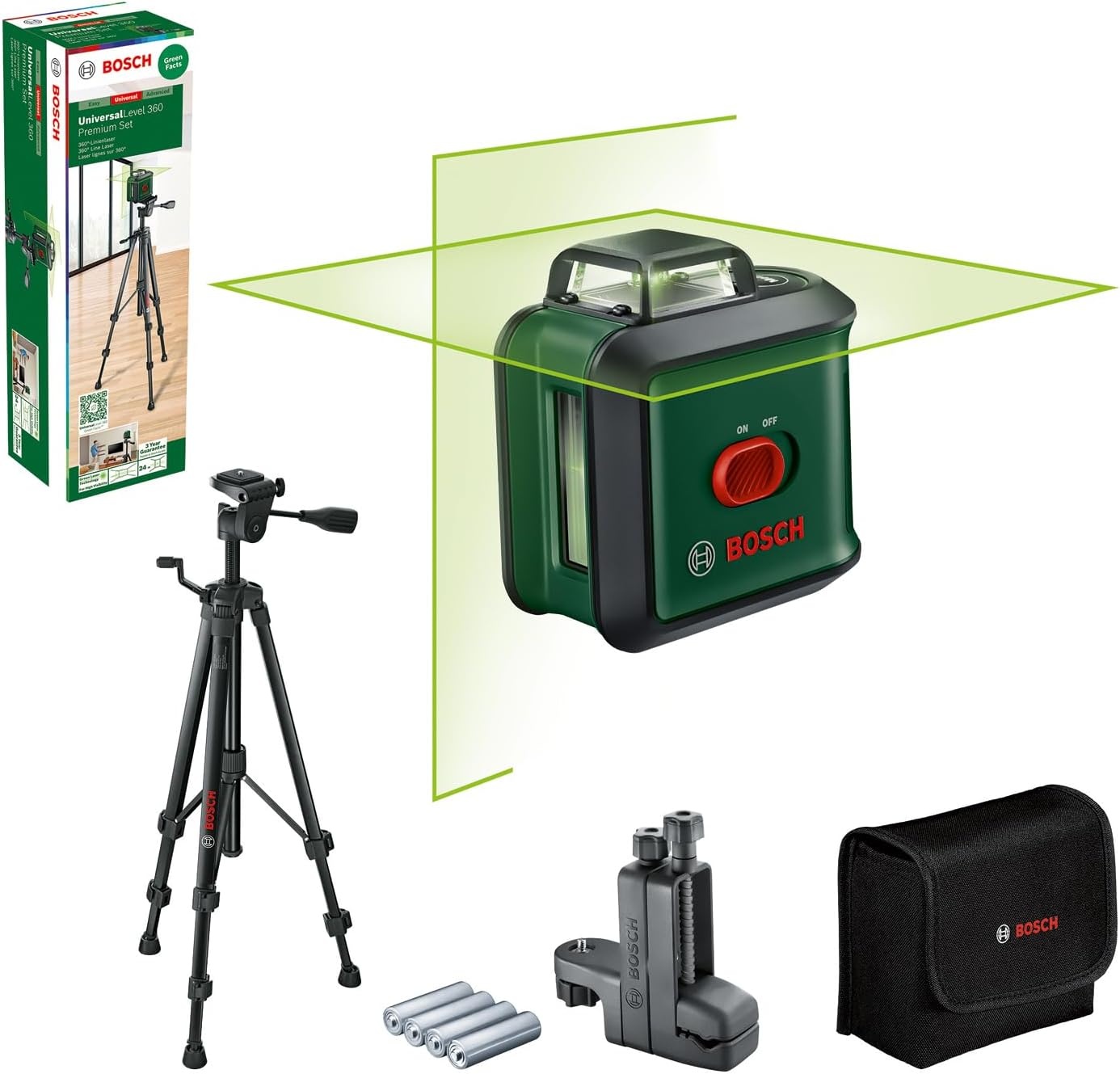 Bosch UniversalLevel 360 Kruislijnlaser Set met Statief en Klem MM 3